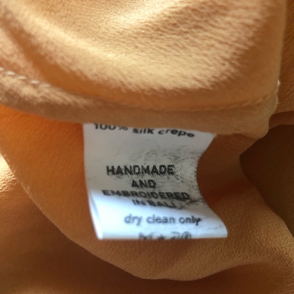 🧡Chasing Unicorns Stormy Weather embroidered silk slip dress apricot🧡 - Picture 7 of 10